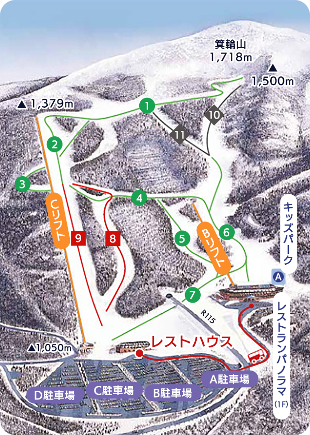 イナワシロ箕輪スキー場 ゲレンデマップ